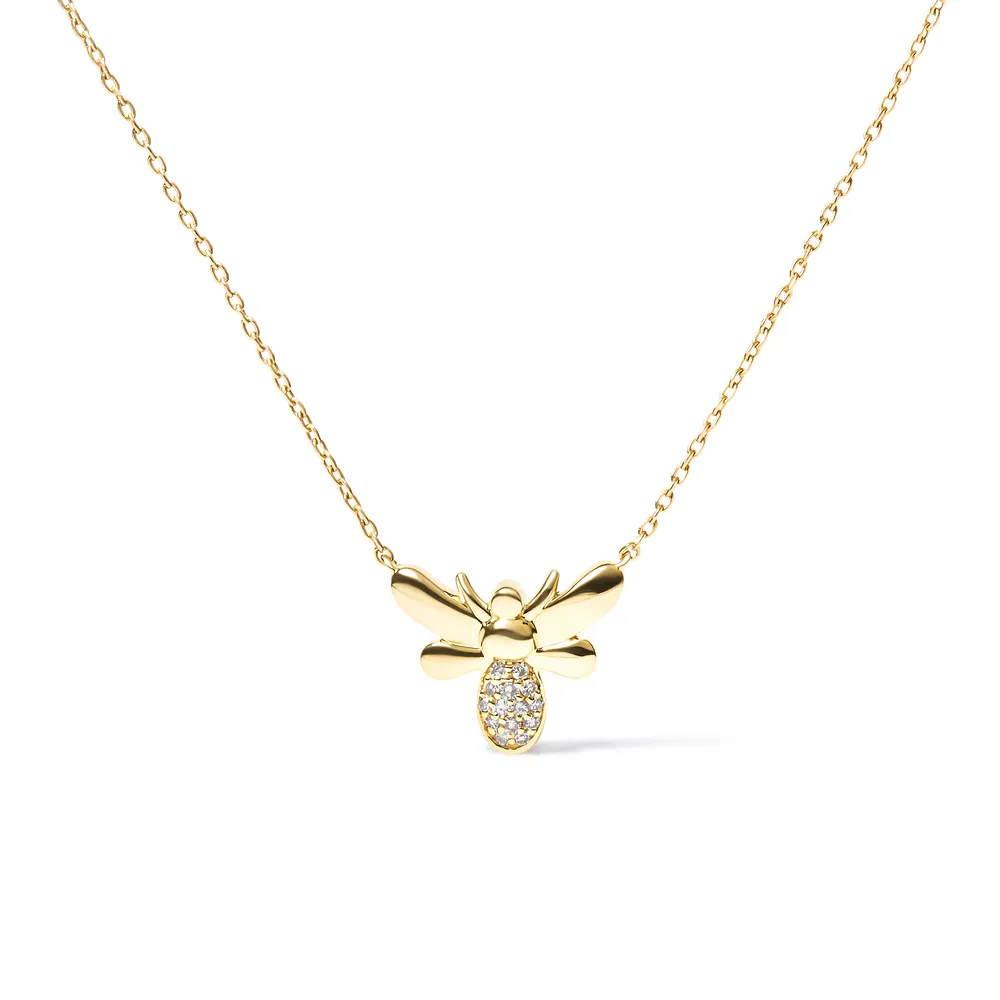 10K Gelbgold Diamant Akzent Bumble Bee Anhänger 18