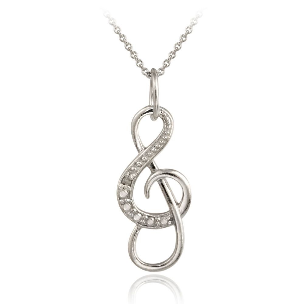 Sterling Silber Diamant Akzent Musical Note Anhänger