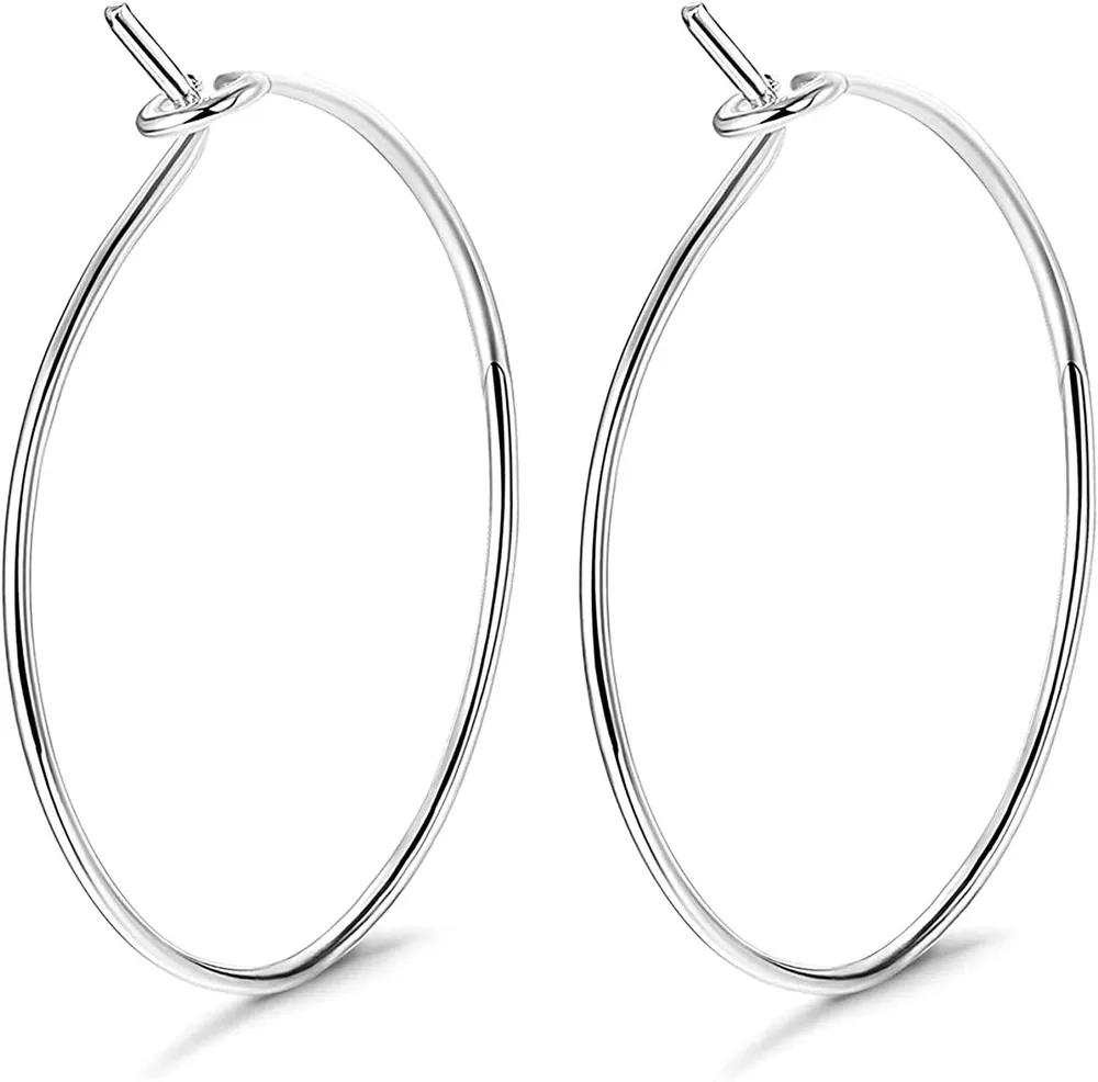 925 Sterling Silber Hoop Ohrringe für Frauen Weißgold Plated Round Big Hoop Ohrringe Schmuck 24mm
