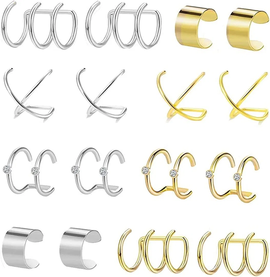 8 Paare Ohr Cuffs Ohrringe für Frauen Nicht-Piercing Fake Knorpel Ohrring