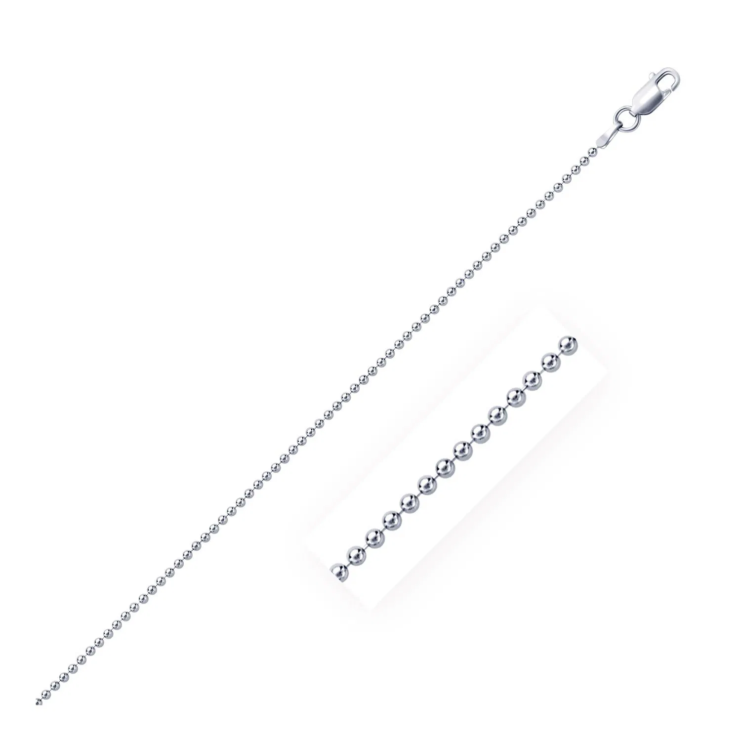 Rhodium Plated 1.5mm Sterling Silber Perlen Stil Kette