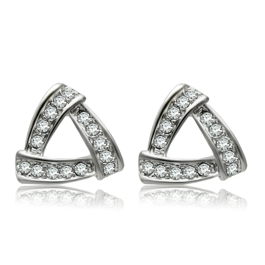 LO1975 - Rhodium-Weißmetall - Ohrringe mit Top-Grade - Kristall in Clear