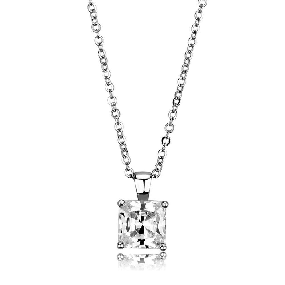 LO3931 - Rhodium-Messing - Kette Anhänger mit AAA-Klasse CZ in Clear