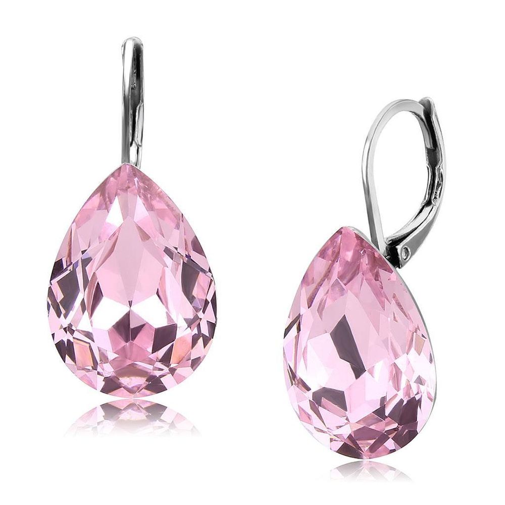 TK3645 - Hoch polierte (ohne Beschichtung) Edelstahl-Ohrringe mit Top-Grade - Kristall in helle Rose