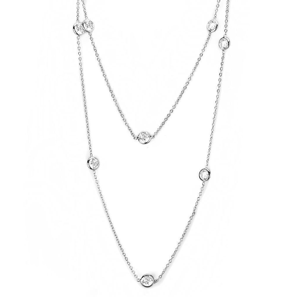 LO4704 - Rhodium-Messing - Halskette mit AAA-Klasse CZ in Clear