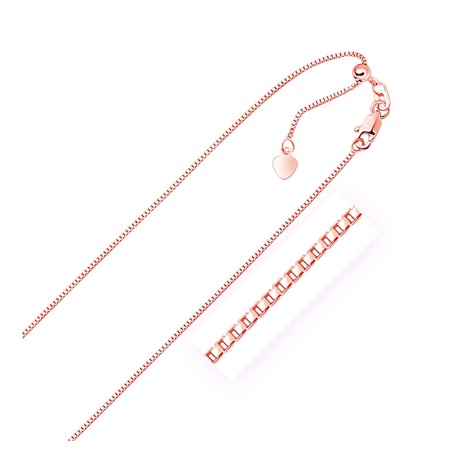 14 Karat Rose Gold verstellbare Boxkette 0,85 mm