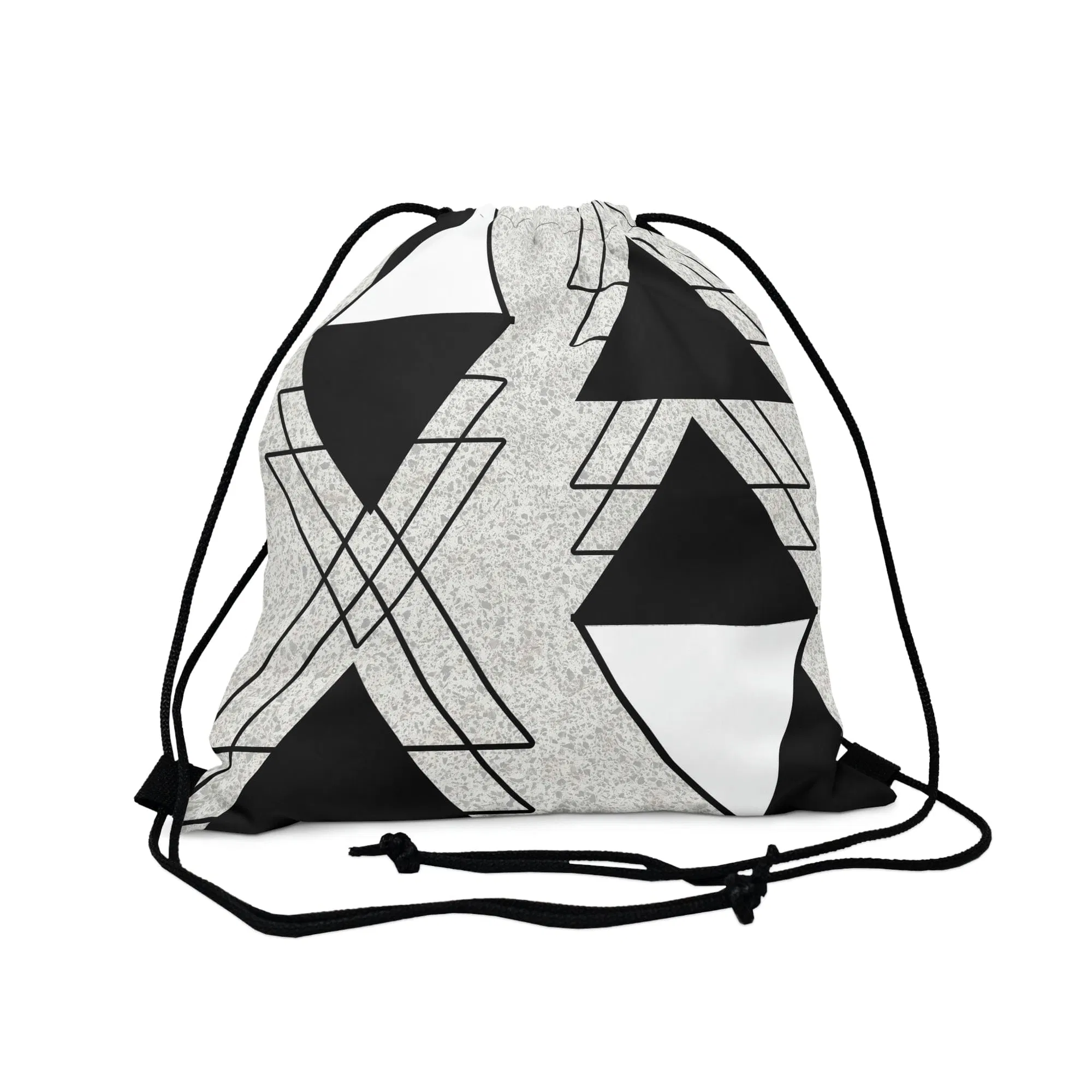 Schnurtasche, Schwarz und Weiß Asche Grau Dreieck Colorblock