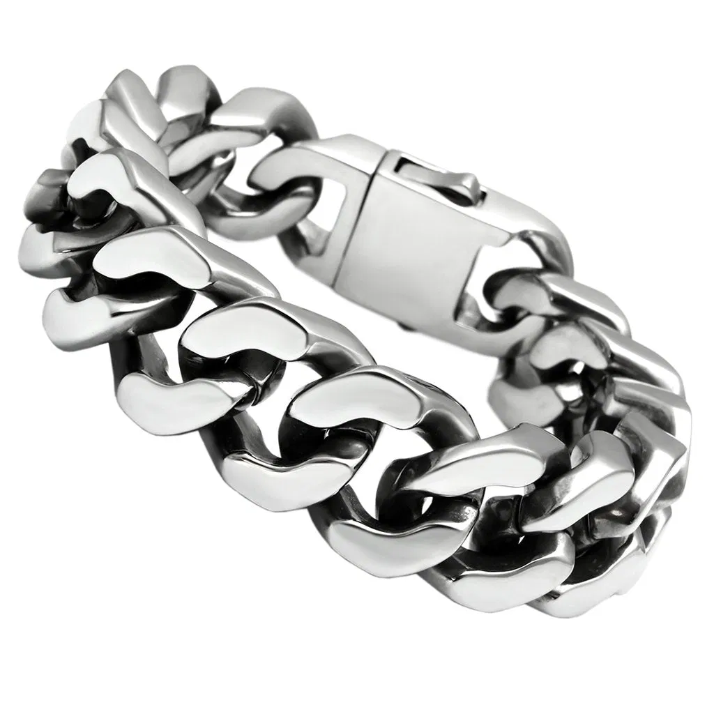 TK445 - Hoch poliertes (ohne Beschichtung) Edelstahl-Armband ohne Stein