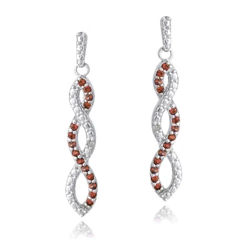 Sterling Silber 4 / 5ct Garnet & Diamond Accent Triple Infinity Dangle Ohrringe