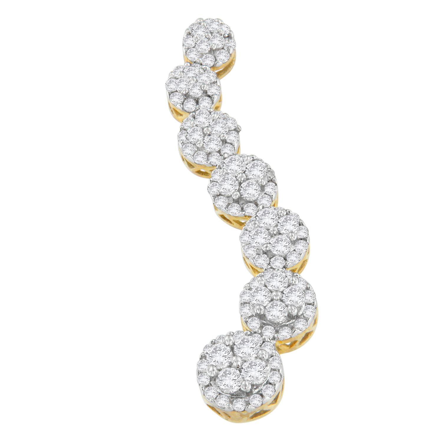 10K Gelbgold Round Cut Diamant Circle Journey Pendant Kette (1.00 cttw, H-I Farbe, I1 - I2 Klarheit)