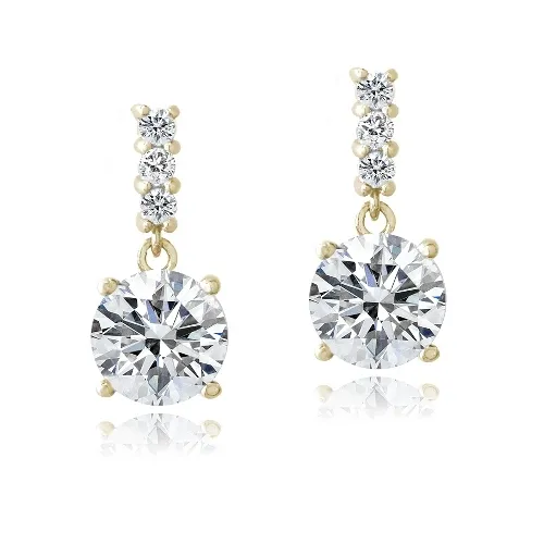 18 Karat Gold über Sterling Silber CZ Dangle Ohrringe
