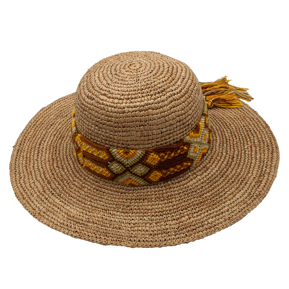 Riviera Maya Raffia Strohgewebe Wide Brim Beach Resort Hat