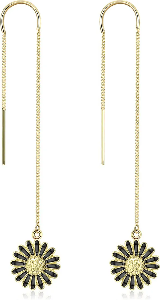 Threader Chain Ohrringe für Frauen Blumen Tassel Ohr Threader Ohrringe Kette Bumble Bee Dangle Chain Threader Ohrringe