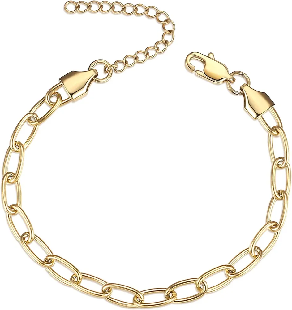 14K Gold Platte Armband für Frauen Dainty Chain Armband Mode Kubanische Figaro Kabel Kette Ankleß Armband Verstellbare Link Armband Gold für Frauen Geschenk
