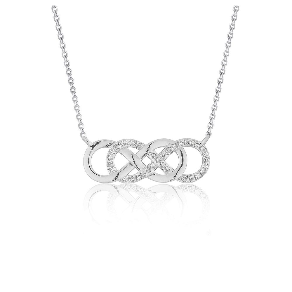 Doppel-Infinity - Diamant-Hänger in 14 Karat weißem Gold