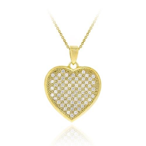 18 Karat Gold über Sterling Silber CZ Micro Pave Herz Anhänger