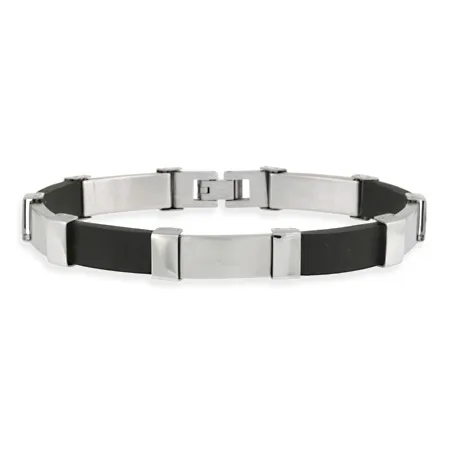 Edelstahl und Gummi rechteckiges Men 's Link Armband