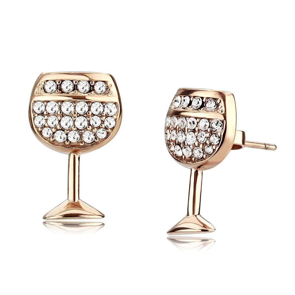TK3659 - IP Rose Gold (Ion Plating) Edelstahl Ohrringe mit Top-Grade - Kristall in Clear