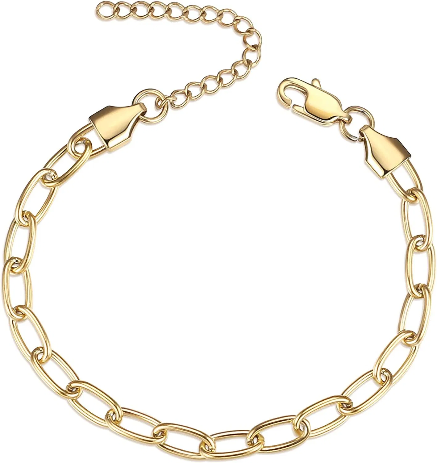 14K Gold Platte Armband für Frauen Dainty Chain Armband Mode Kubanische Figaro Kabel Kette Ankleß Armband Verstellbare Link Armband Gold für Frauen Geschenk