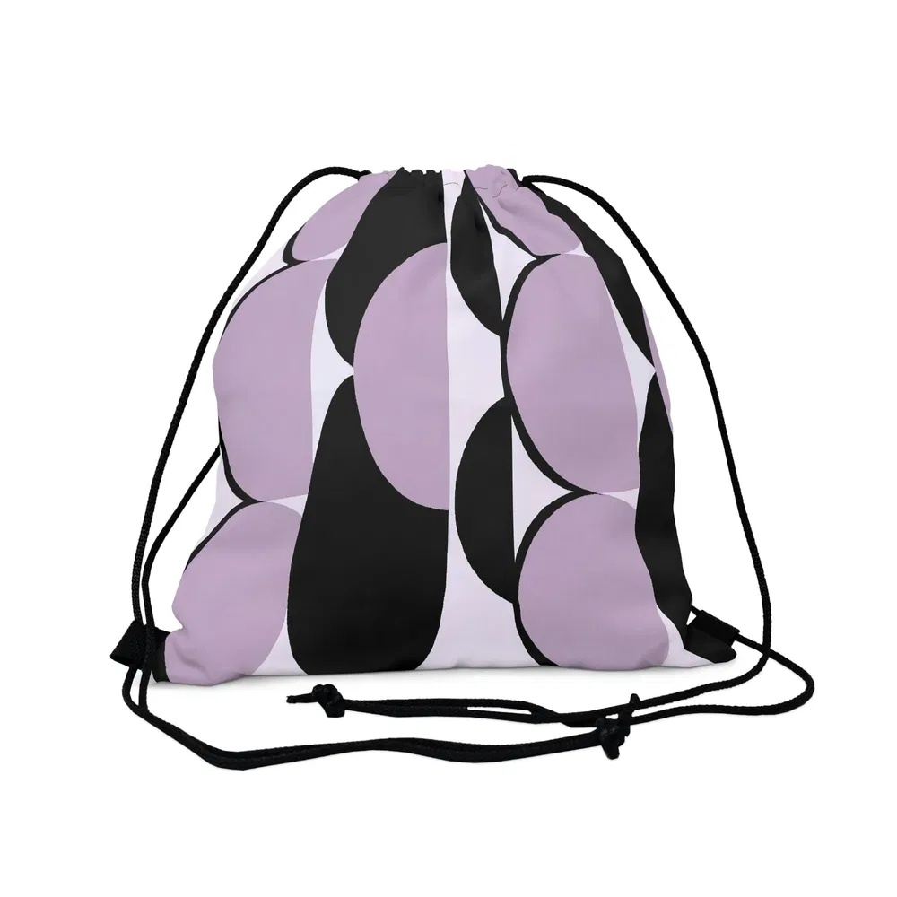 Drawstring Rucksack Tasche - Geometrische Lavendel und schwarzes Muster