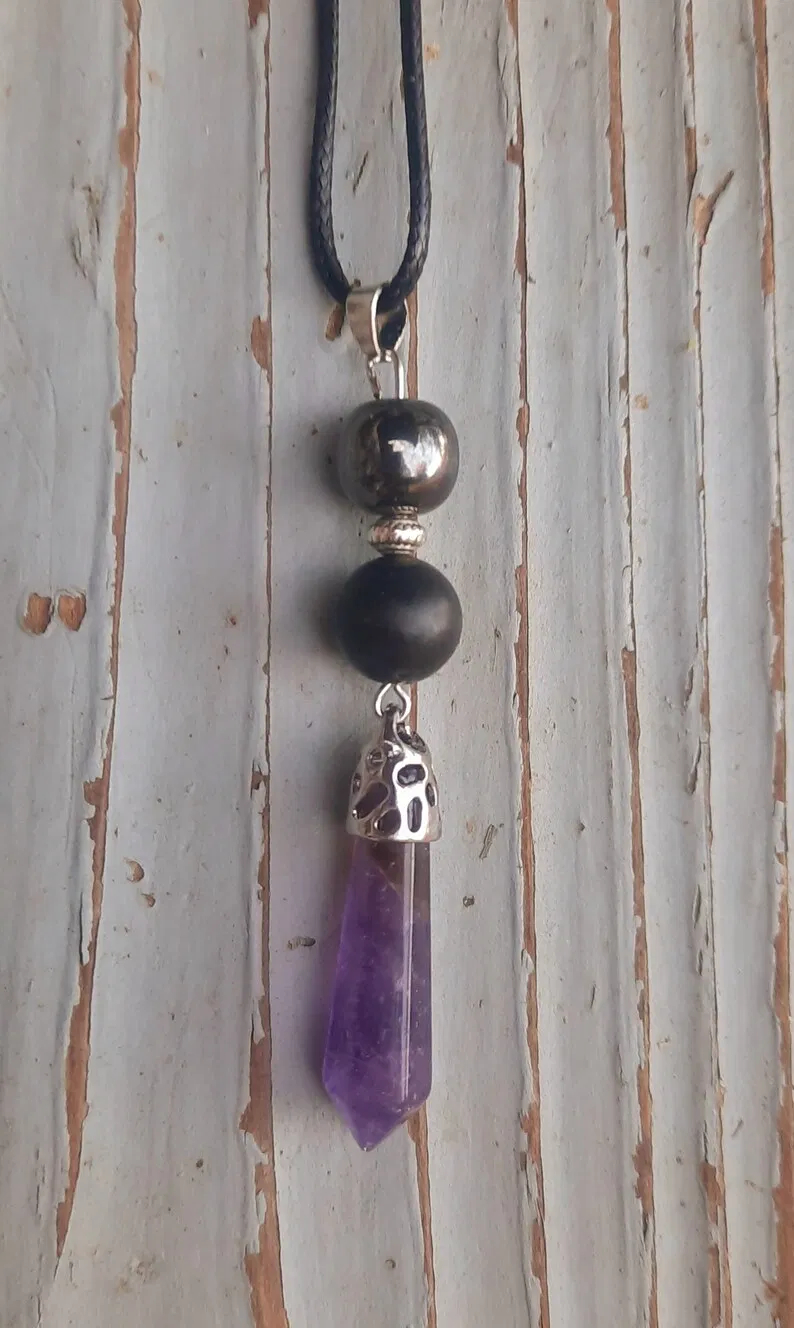 Amethyst Shungite Hematite EMF 5G Schutz Halskette