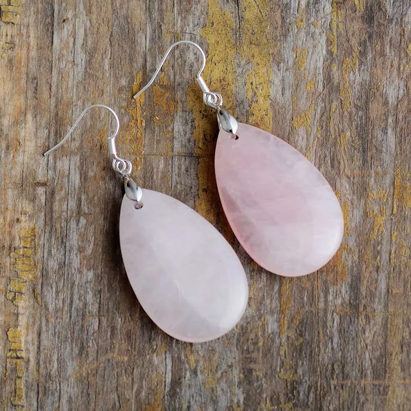 Aventurine Rose Quarz Tiger Eye Teardrop Dangle Ohrringe