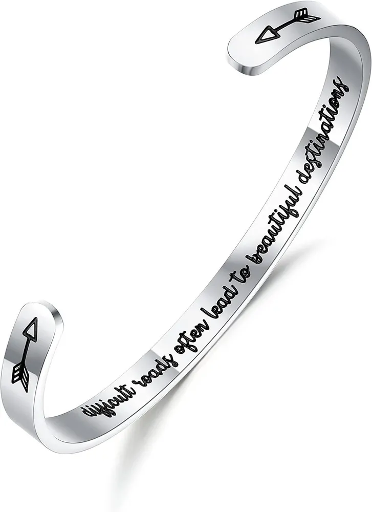 Inspirierende Armbänder für Frauen Motivation Mantra Zitat Manschettenarmbänder für besten Freund Mitarbeiter Schmuck für Teenager Mädchen Personalisierte Ermutigung Geburtstagsgeschenk mit Box