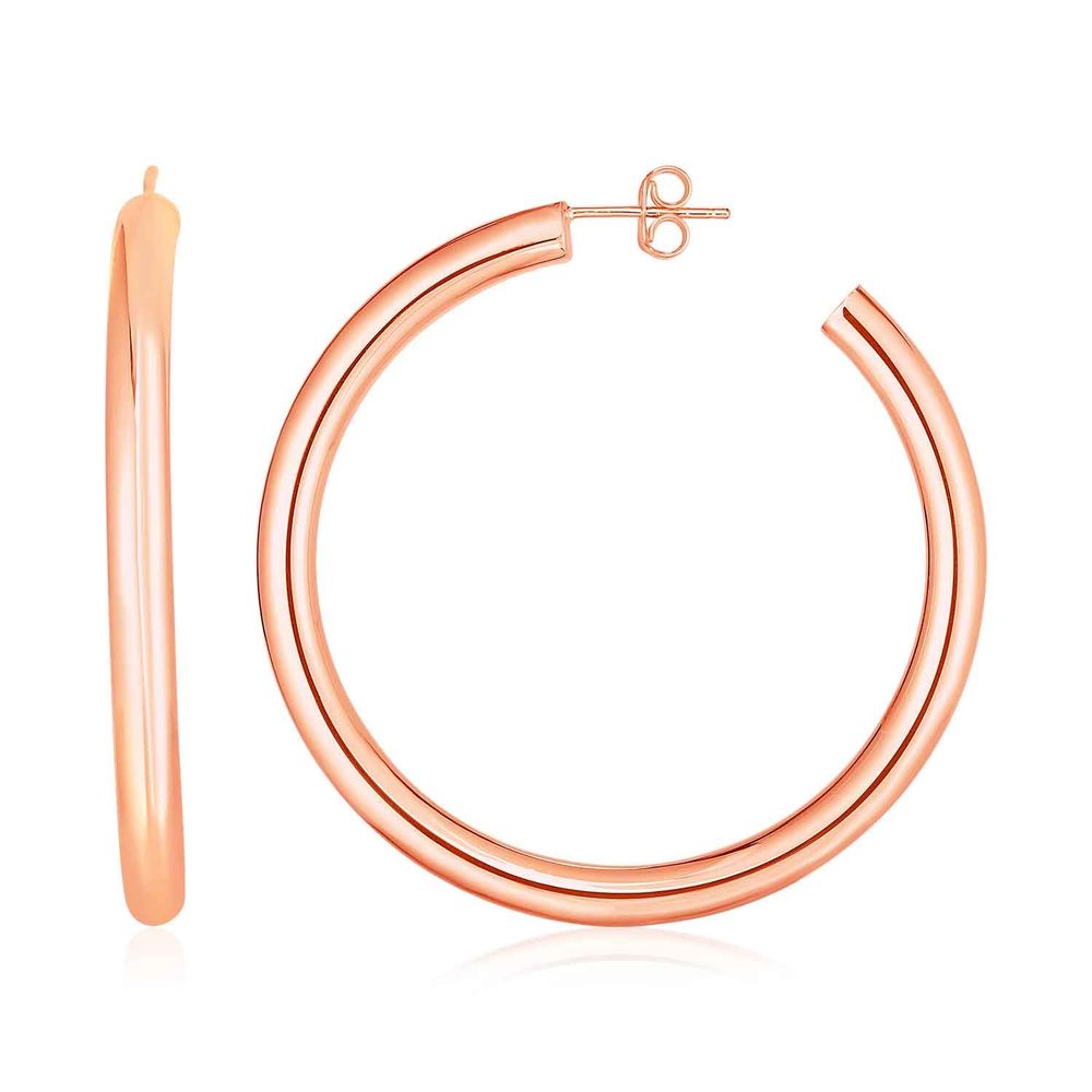 14 Karat Rose Gold polierte Hoop Ohrringe