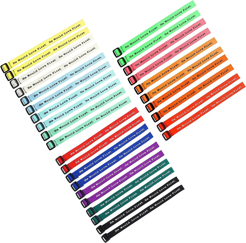 30PCS WWJD Armband Was würde Jesus tun Webbing Armbänder Er würde lieben Erstes Armband Jesus liebt Sie Religiöse christliche WWJD Armband für Spendenbeschaffende