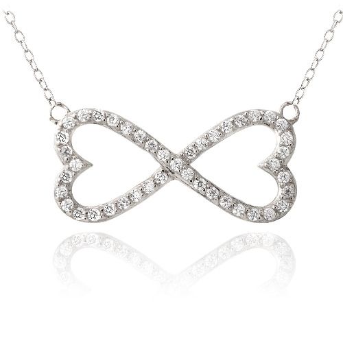 Sterling Silber CZ Infinity Hearts Halskette