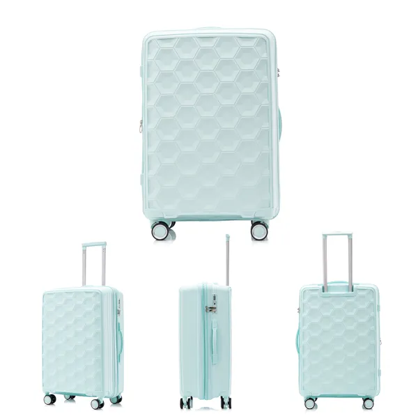 PP-Gepäckset 3 Stück (20 / 24 / 28), erweiterbares Handgepäck mit TSA Lock Airline Approved, PP-Materialien Hard Shell und leichter Koffer mit Spinnerrädern (Minngrün)