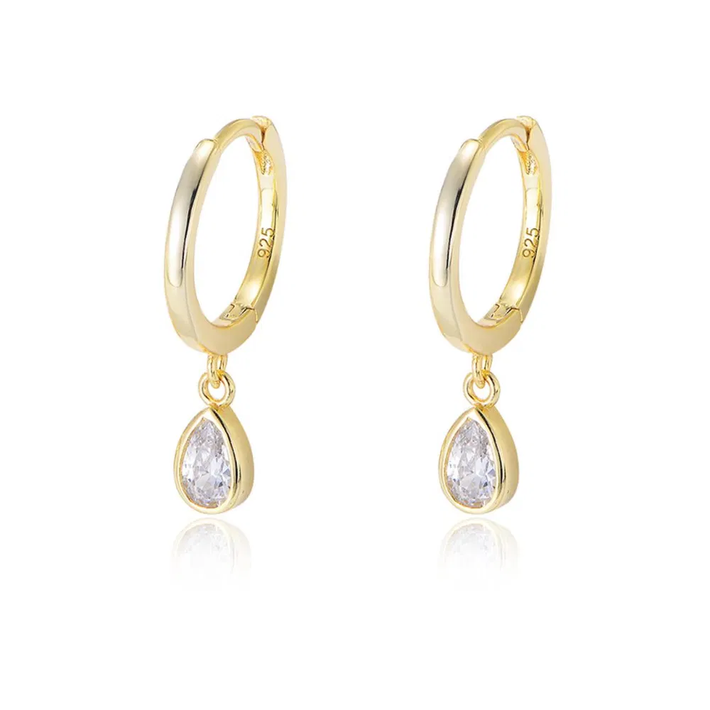 Damen Tränentropfen Zirkon Ohrringe Classic Vintage C-shaped Ohrring Clasp Passt mit Abendkleid, Casual Kleidung, Daily Wear