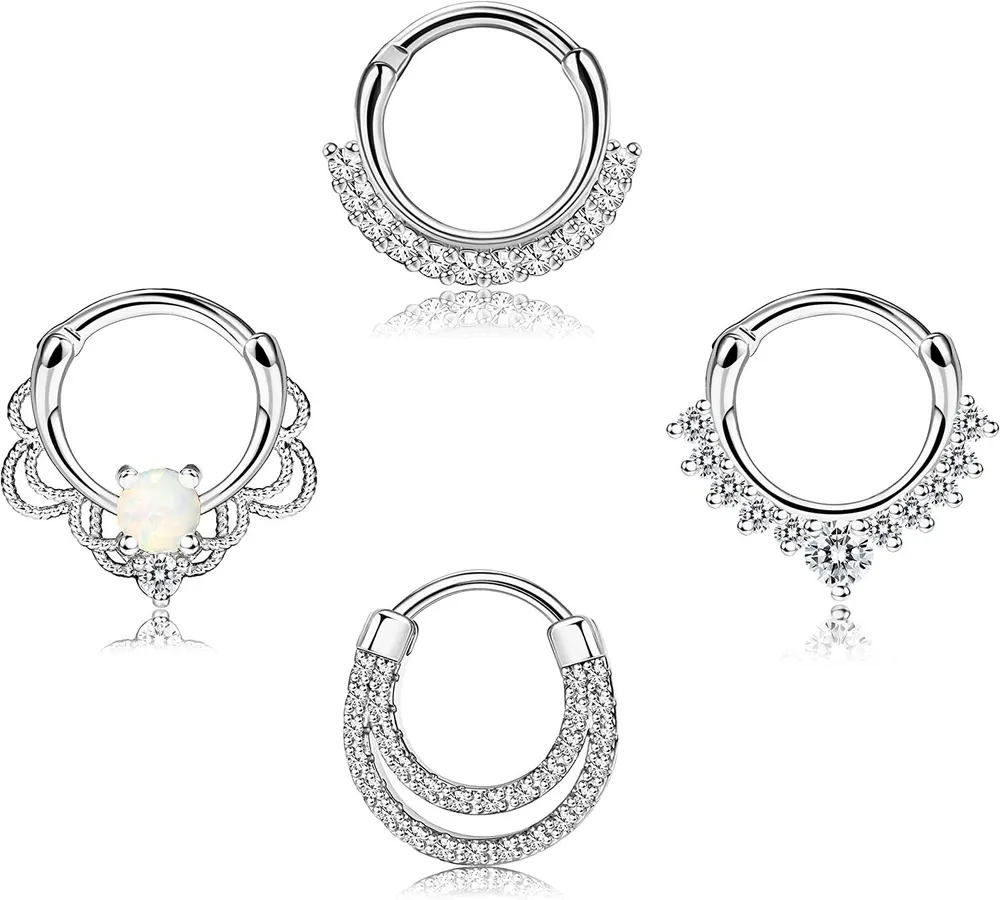 4 Stück 16G 316L Chirurgische Nasenring Septum Clicker Ring Scharnier Lippenring Helix Knorpel Daith Ohrringe Hoop Piercings Schmuck Gold Silber Rose Gold