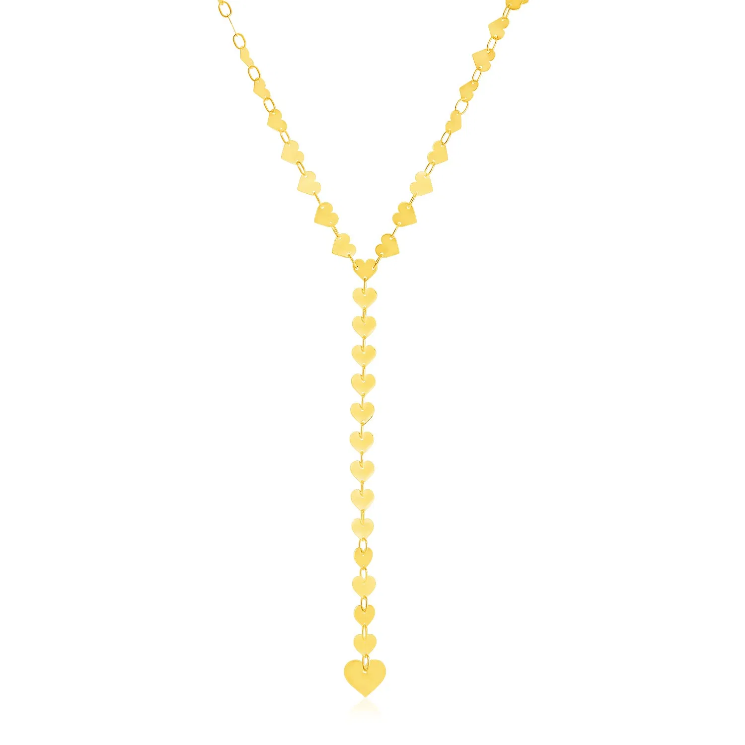 14 Karat Gelbgold Spiegel Herz Kette Lariat Halskette