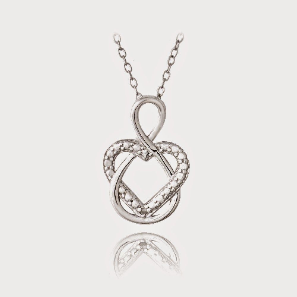 Sterling Silber Diamant Akzent Infinity Open Heart Halskette