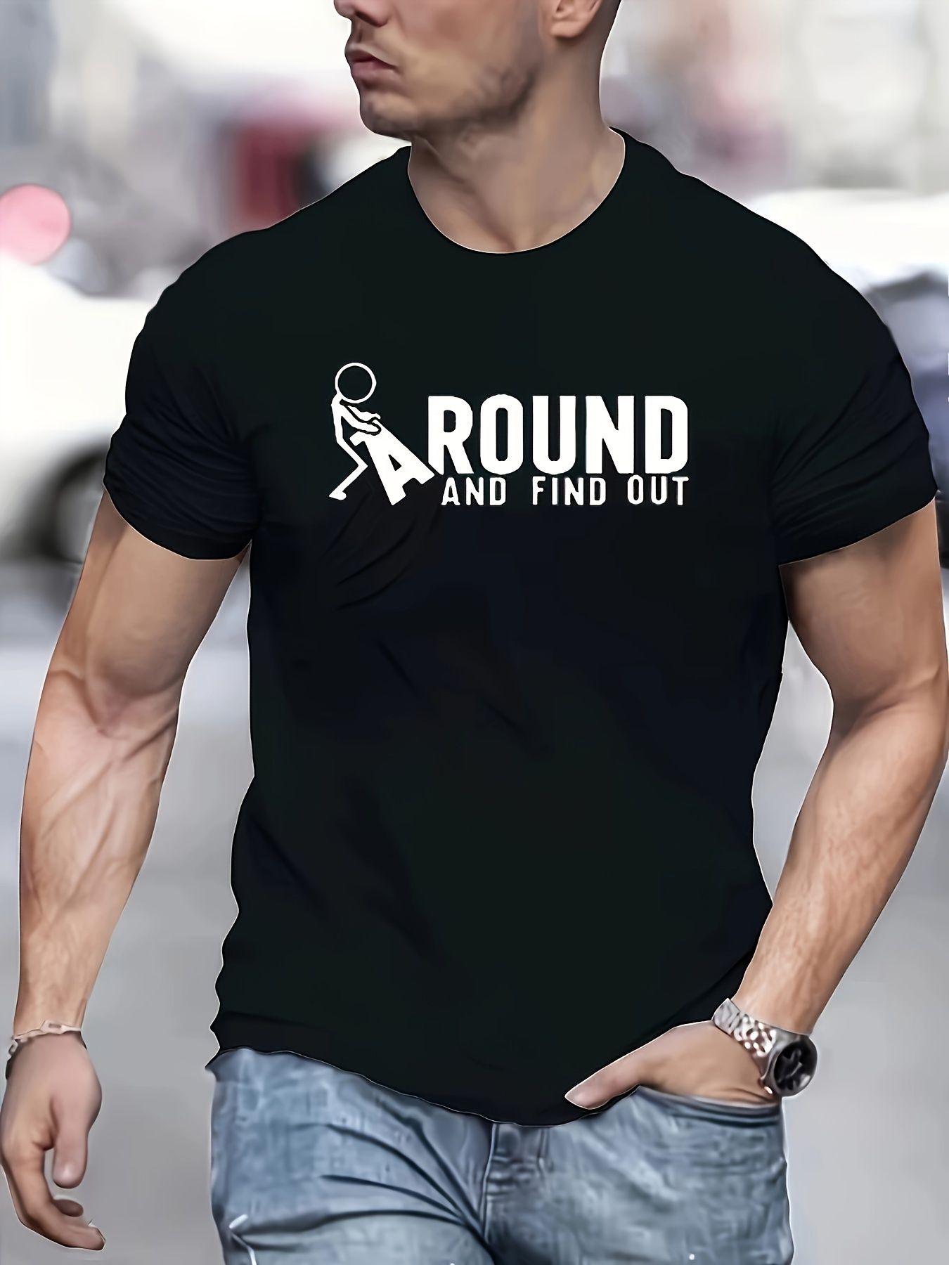 Men 's Novelty Digital Printed T-Shirt - Casual Round Neck, Kurz Ärmel, atmungsaktive Polyester-Mischung, Maschinenwaschbar - Perfekte Wahl für den Sommer