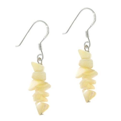 Sterling Silber Mutter von Pearl Chips Dangle Ohrringe