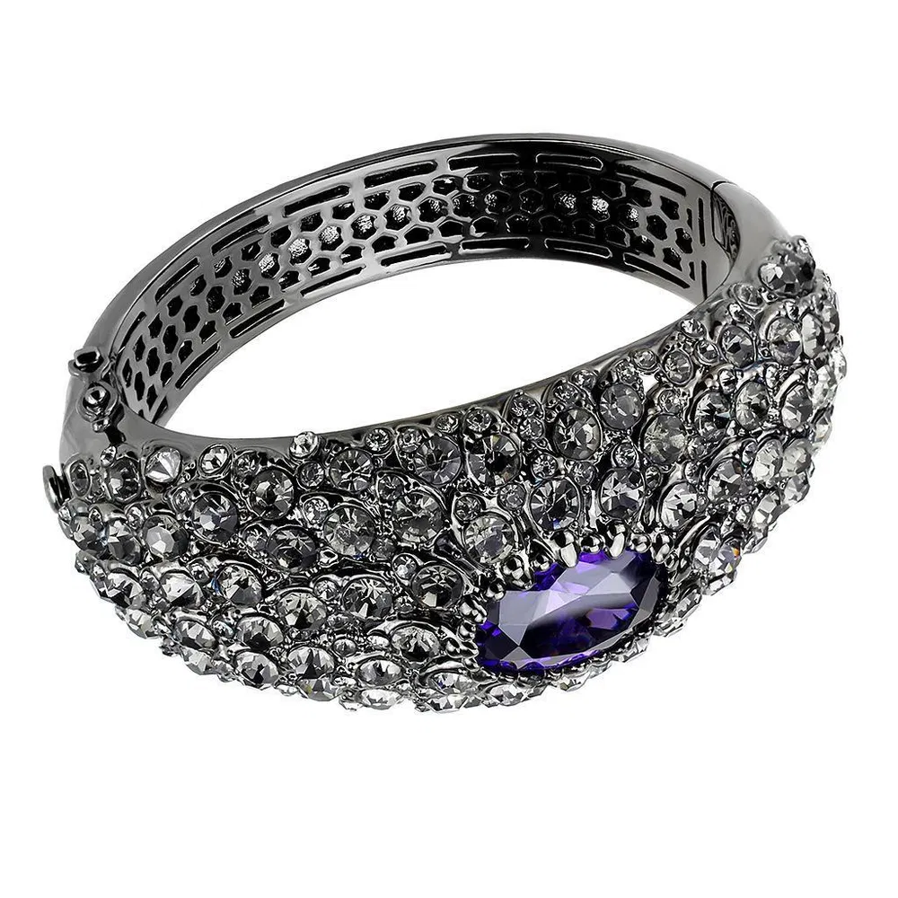 LO4275 - TIN Cobalt Schwarz Brass Armband mit AAA-Klasse CZ in Tanzanit