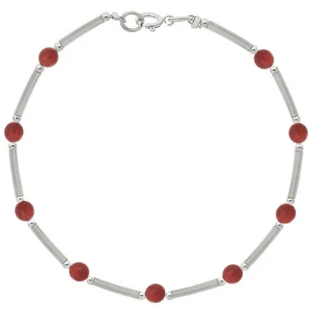 Sterling Silber Carnelian Bar und Perlen Armband