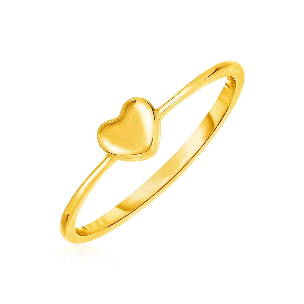14 Karat gelber Goldring mit aufgeblasenem Herzen