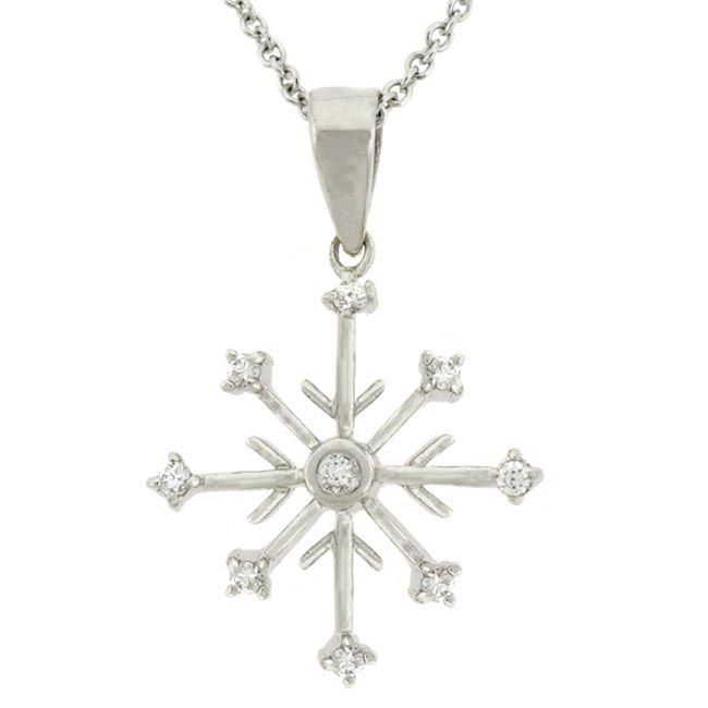 Sterling Silber Cubic Zirkonia Schneeflocken Anhänger