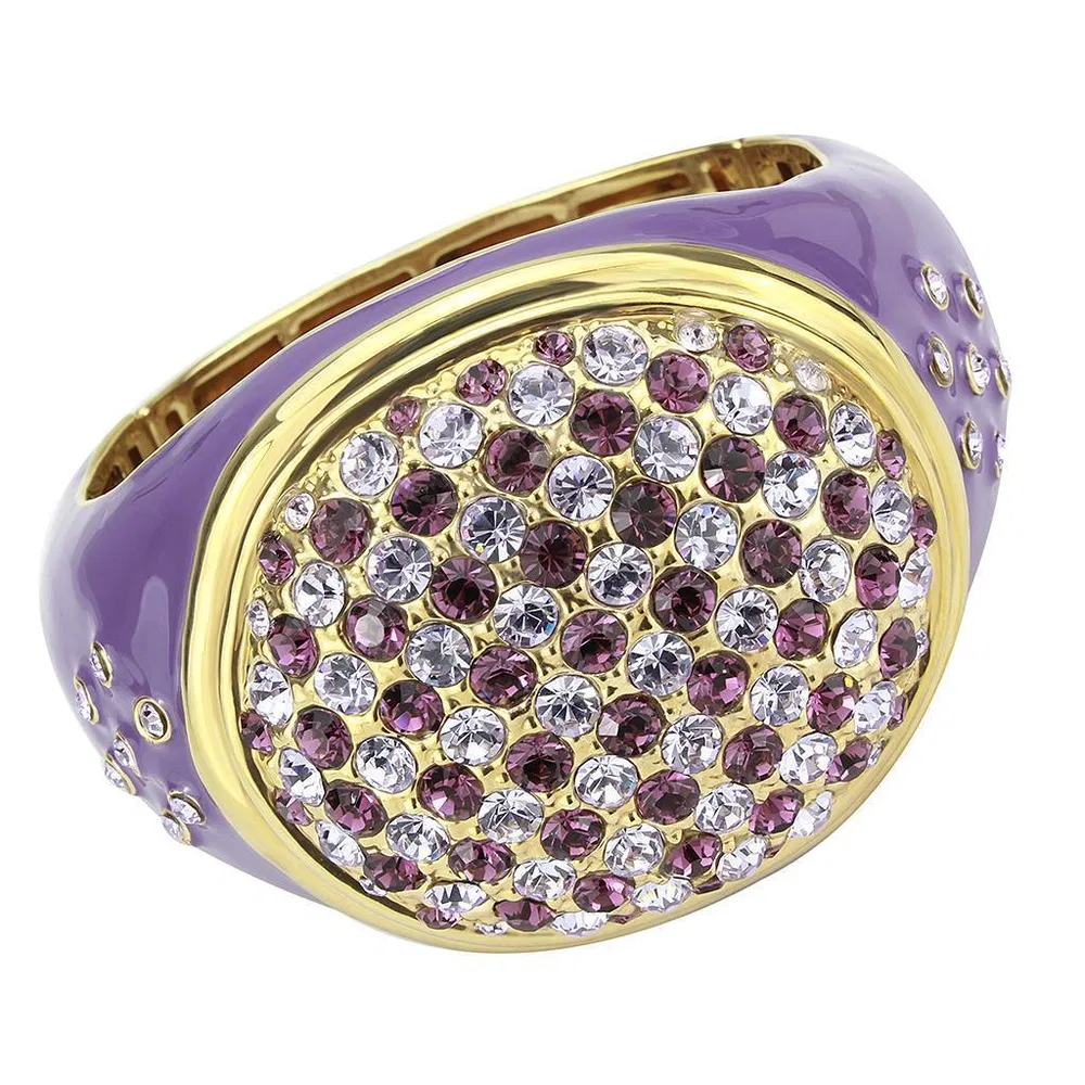 LO4326 - Gold Brass Armband mit Top-Grade - Kristall in Amethyst