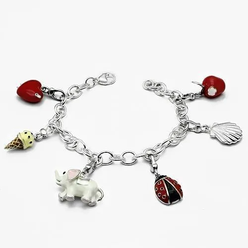 LOS607 - Silber 925 Sterling Silber Armband mit Epoxy in mehreren Farben
