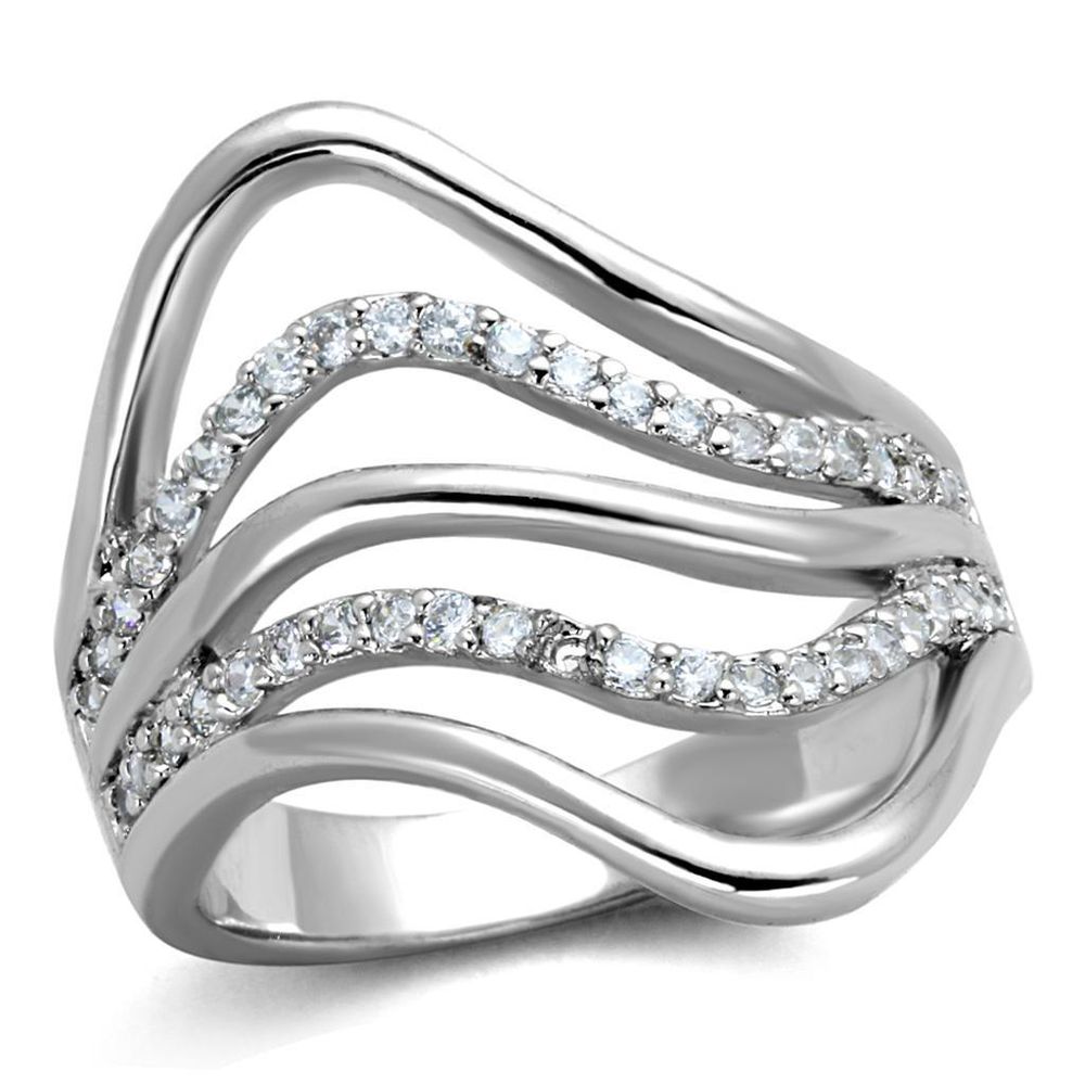 3W878 - Rhodium-Messing - Ring mit AAA-Klasse CZ in Clear