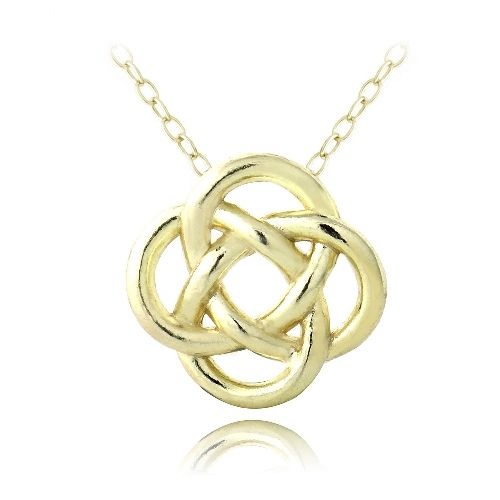 18 Karat Gold über Sterling Silber Liebe Knot Blumen Halskette