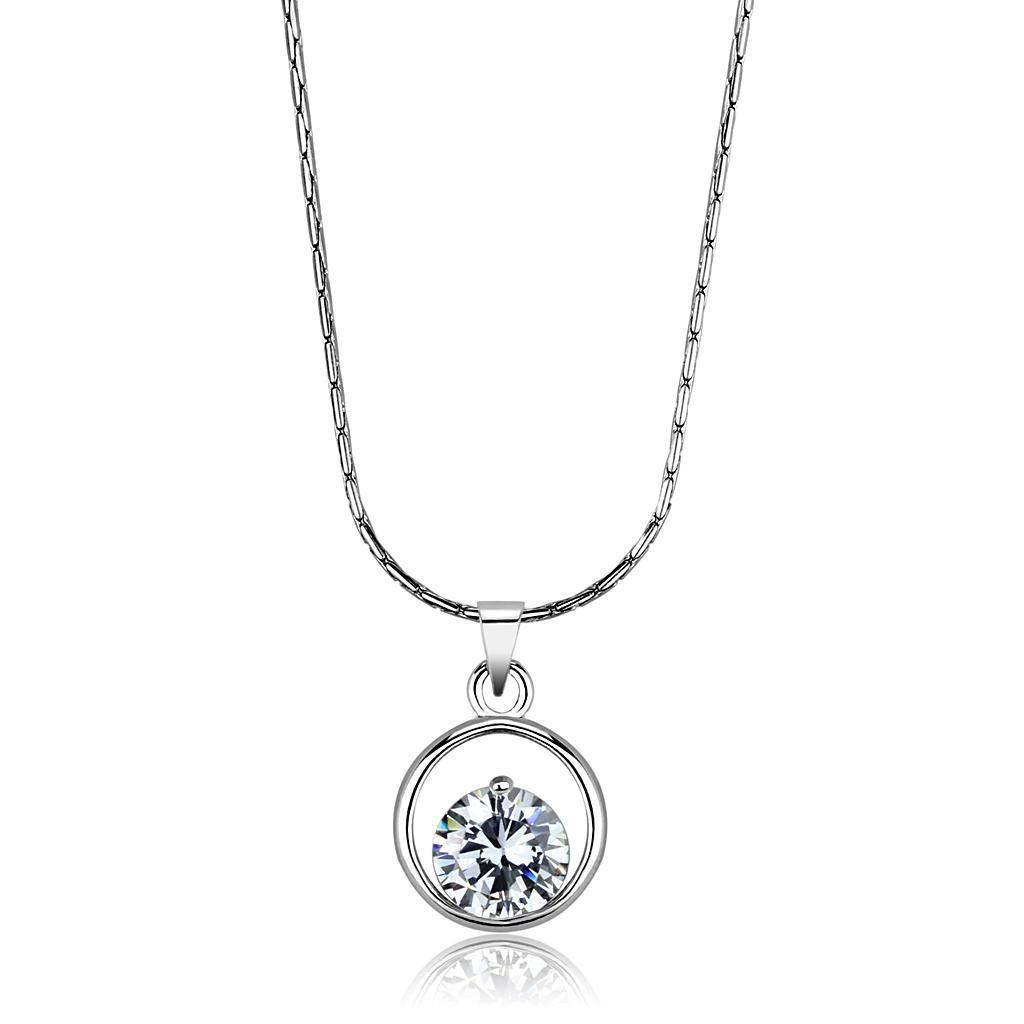 LO4153 Rhodium-Brass - Kette-Hänger mit AAA-Klasse CZ in Clear