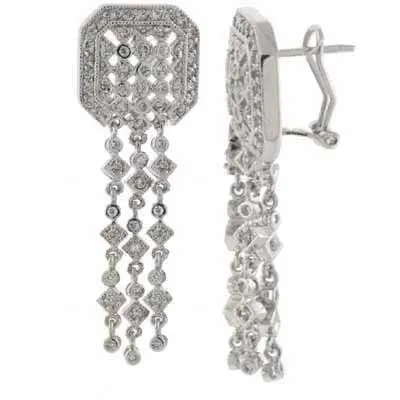 Sterling Silber CZ Drei Strand Dangle Ohrringe
