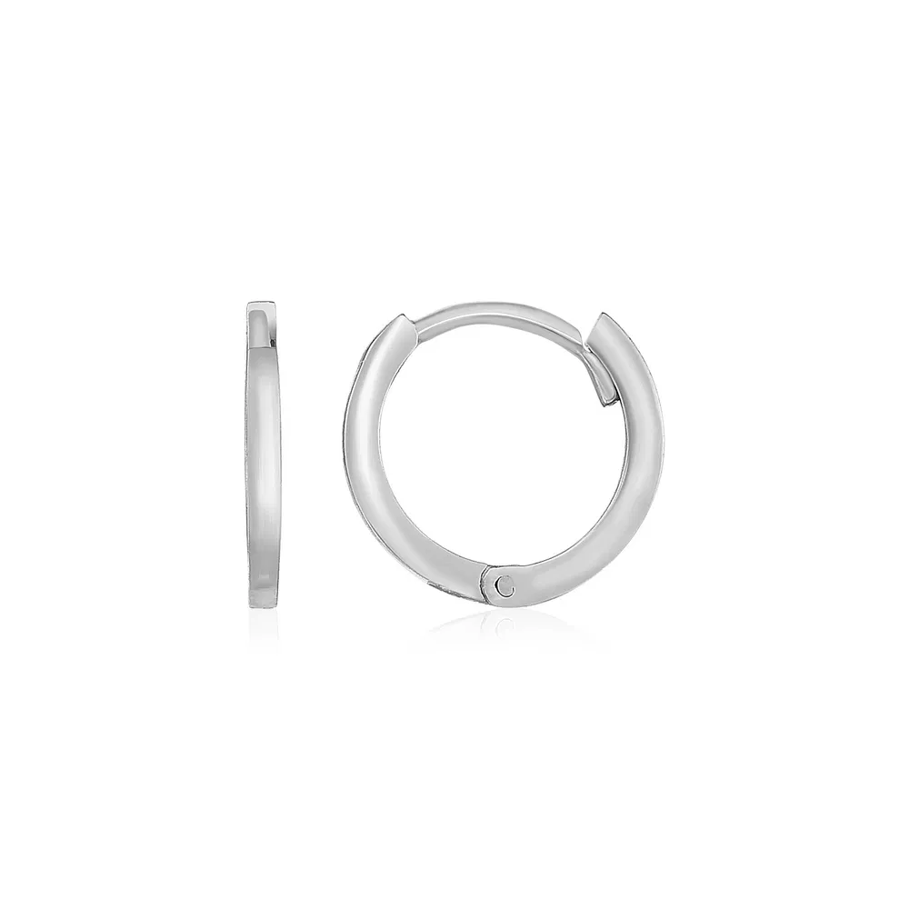 14 Karat Weißgold kleine polierte Round Hoop Ohrringe (1.3x11.5mm)