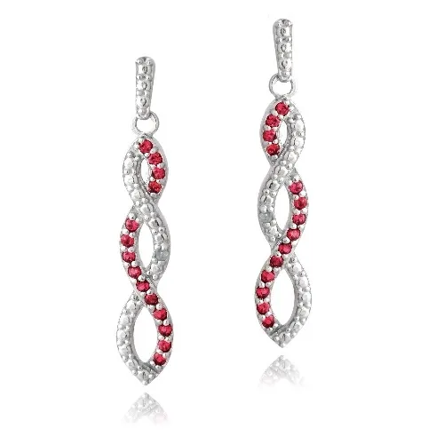 Sterling Silber 4 / 5ct geschaffen Ruby & Diamond Accent Triple Infinity Dangle Ohrringe