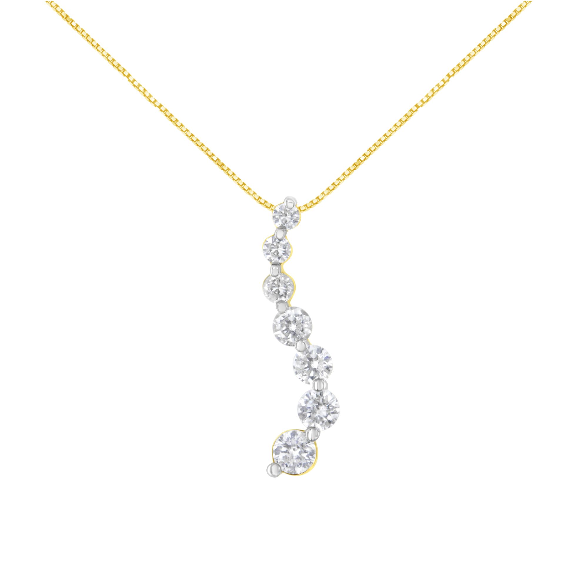 AGS zertifiziertes 14K Gelbgold 2.0 Cttw Baguette und Brilliant Round-Cut Diamond Journey 18
